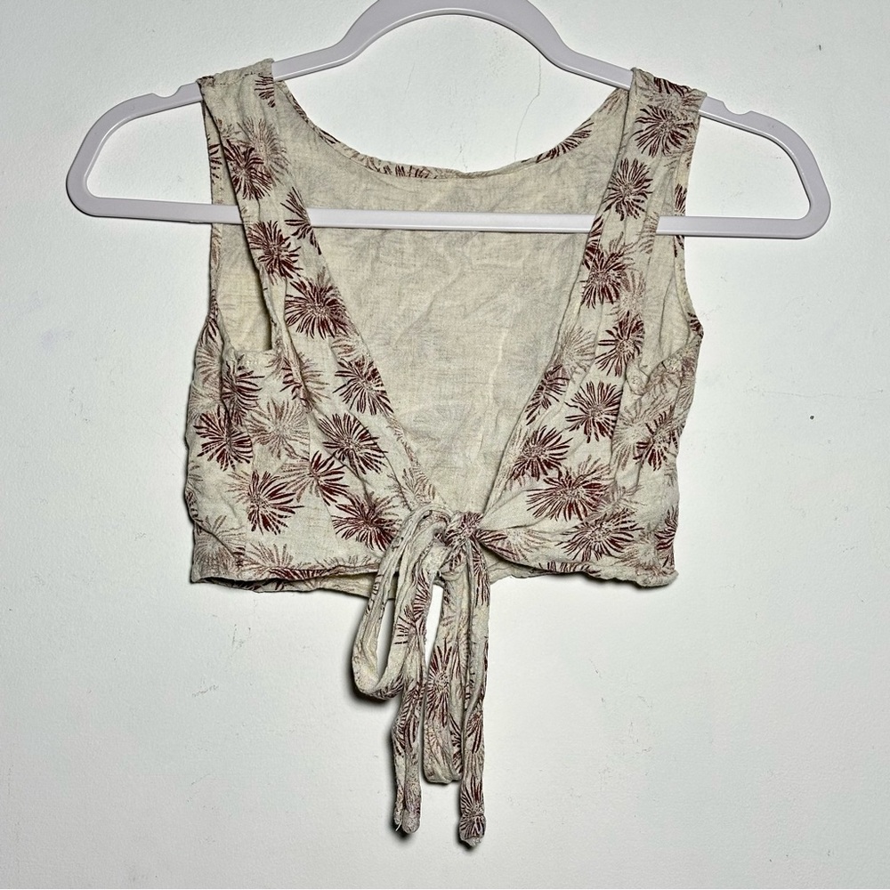 SHEIN Boho Floral Tie Back Crop Top Sleeveless Knit Small S US 4 - Picture 4 of 6